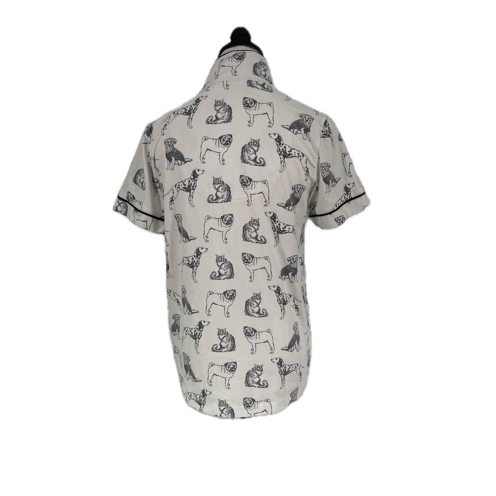 Bed Head Pajama Top ONLY Black and White Short Sleeve Button Front Dogs Size XS - Picture 6 of 9